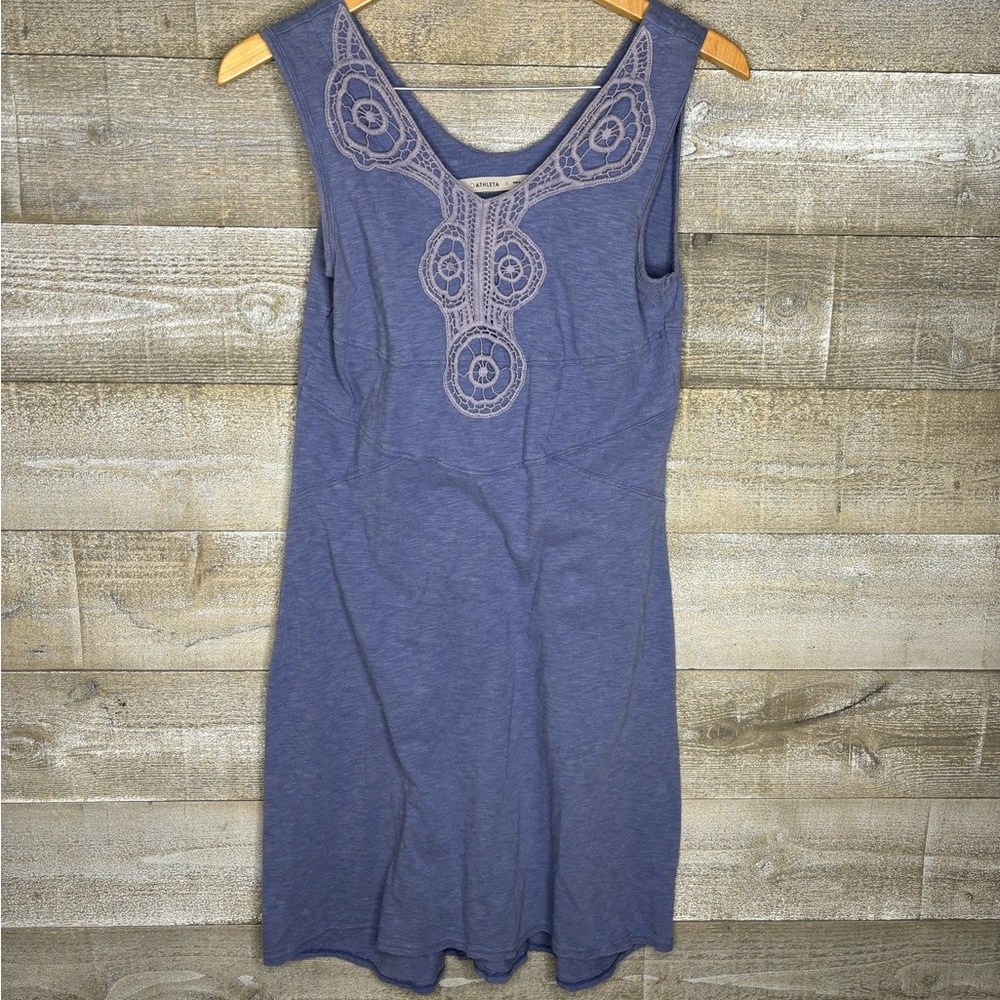 Athleta purple embroidered lace top midi dress